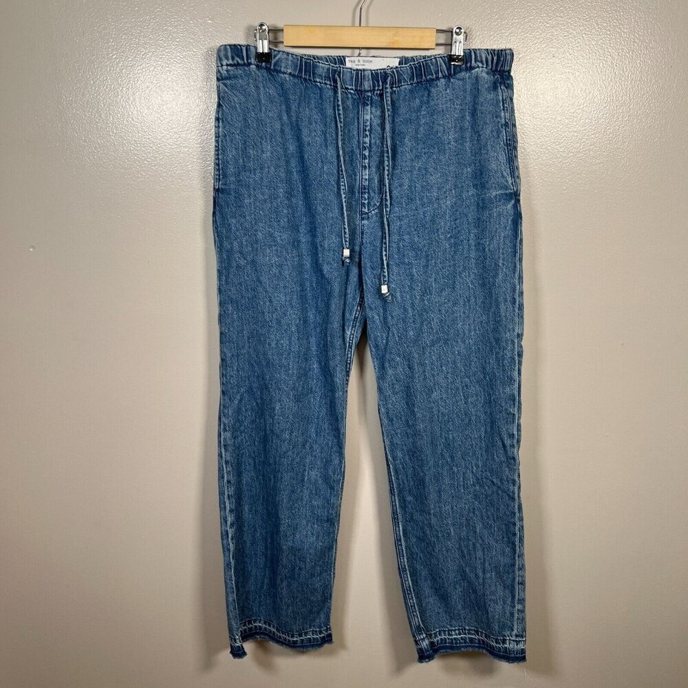 rag & bone Relaxed Denim Wide Leg Jeans - Medium Blue